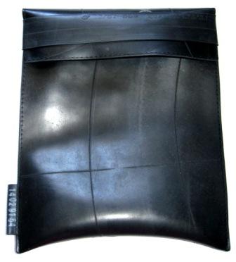 Front view of the recycled inner tube I-Pad sleeve 